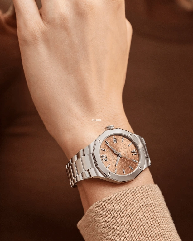Baume & Mercier,Riviera 36mm,36mm,Stainless Steel,Orange Pink,Automatic,Day,Sapphire,Crystal Glass,10764