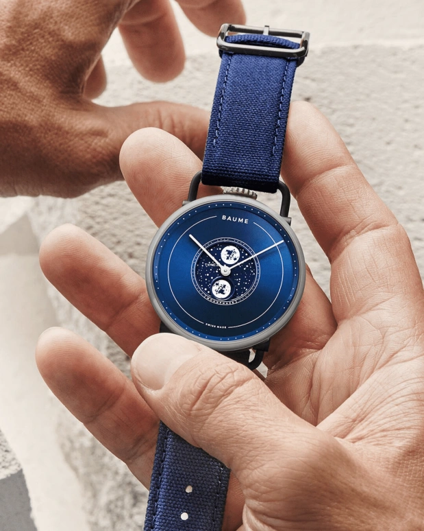 Baume & Mercier,Baume 41mm,41mm,Stainless Steel,Blue,Quartz,Moonphase,Round,10637