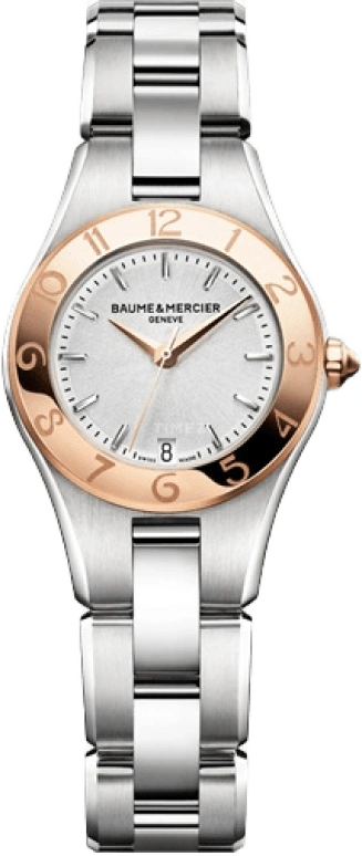 Baume & Mercier,Linea 27mm,27mm,Red Gold,Stainless Steel,Silver,Quartz,Day,26280hours,10014