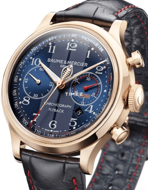 Baume & Mercier,Capeland 44mm,44mm,Rose Gold,Blue,Automatic,Chronograph,Day,Flyback,10233