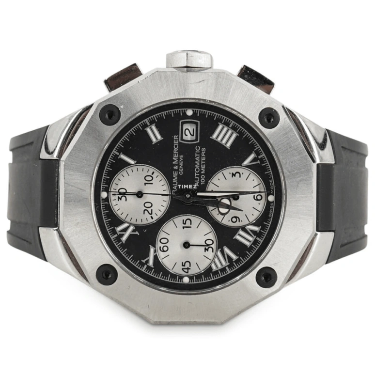 Baume & Mercier,Riviera 43mm,43mm,Stainless Steel,Black,Automatic,Chronograph,Day,MOA08594