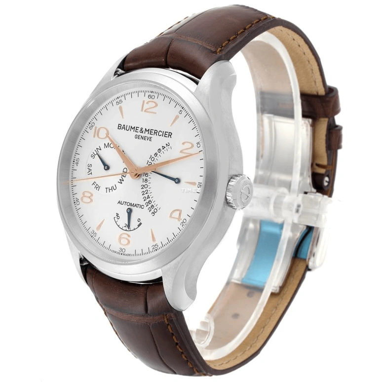 Baume & Mercier,Clifton 43mm,43mm,Stainless Steel,Silver,Automatic,Date,Day,Power Reserve Indicator,Retrograde,42hours,Sapphire,Crystal Glass,10149