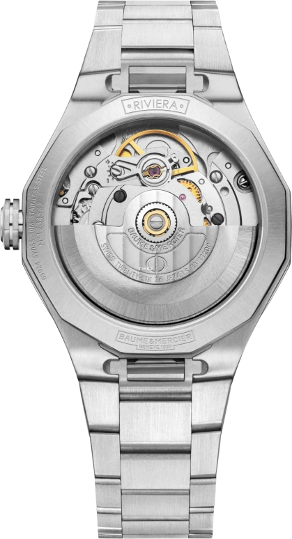 Baume & Mercier,Riviera 33mm,33mm,Stainless Steel,Silver White,Automatic,Day,Sapphire,Crystal Glass,10676