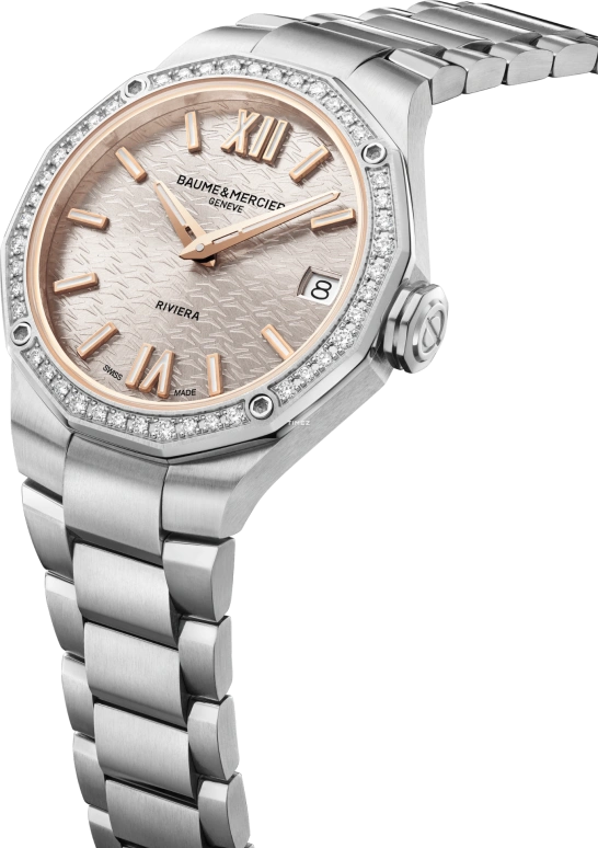 Baume & Mercier,Riviera 33mm,33mm,Stainless Steel,Silver,Quartz,Day,Sapphire,Hardlex,10796