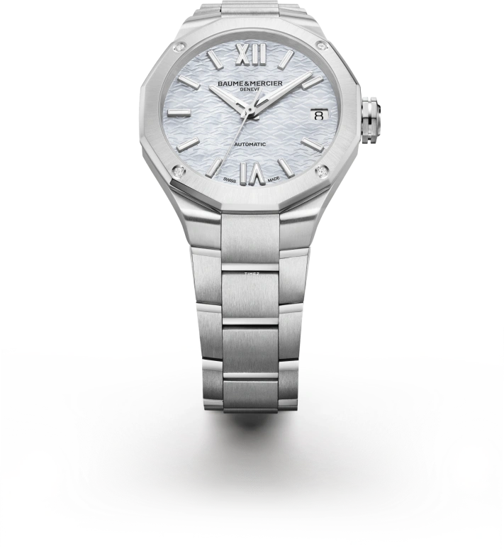 Baume & Mercier,Riviera 33mm,33mm,Stainless Steel,Silver White,Automatic,Day,Sapphire,Crystal Glass,10676