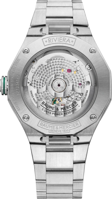Baume & Mercier,Riviera 39mm,39mm,Stainless Steel,Green,Automatic,Day,Sapphire,Crystal Glass,10770