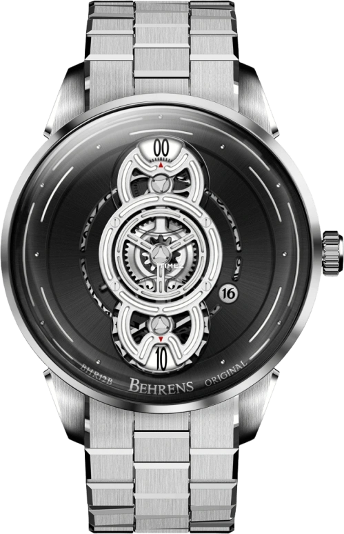Behrens,Original 42mm,42mm,Stainless Steel,Black,Automatic,Day,42hours,BHR012,BHR012-WBLKG