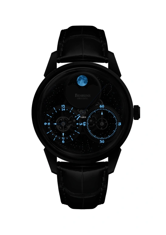 Behrens,Original 42mm,42mm,Stainless Steel,Blue,Black,Automatic,Chronograph,Moonphase,BHR017BLUC01