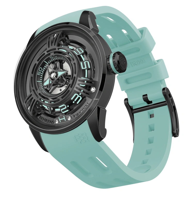 Behrens,Original 42mm,42mm,Stainless Steel,Skeleton,Black,Automatic,42hours,Sapphire,BHR011CGRN01