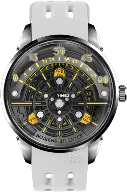 Behrens,Inventor 42mm,42mm,Stainless Steel,Skeleton,Yellow,Automatic,Day,41hours,BHR023GRYF01
