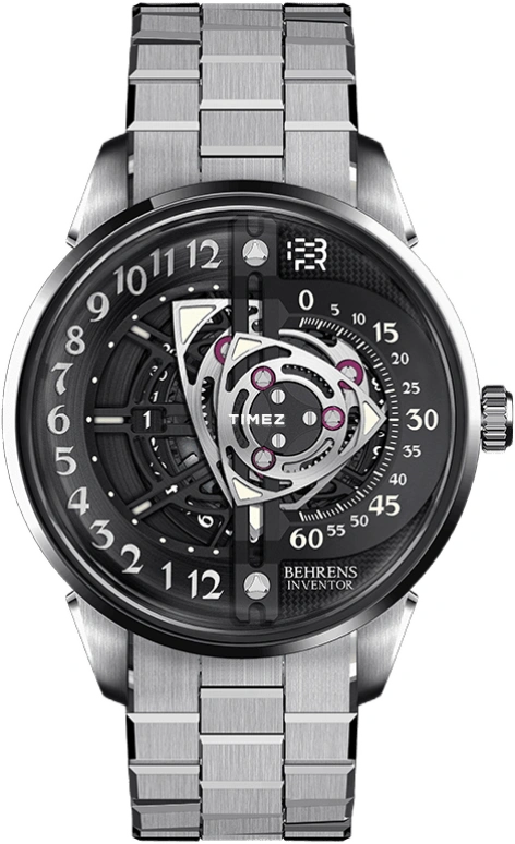 Behrens,Inventor 42mm,42mm,Stainless Steel,Black,Automatic,Day,41hours,BHR022,BHR022-WBLK01