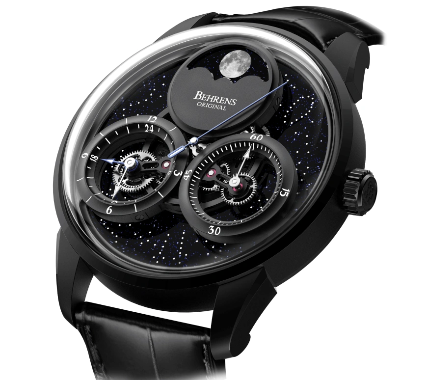 Behrens,Original 42mm,42mm,Stainless Steel,Blue,Black,Automatic,Chronograph,Moonphase,BHR017BLUC01