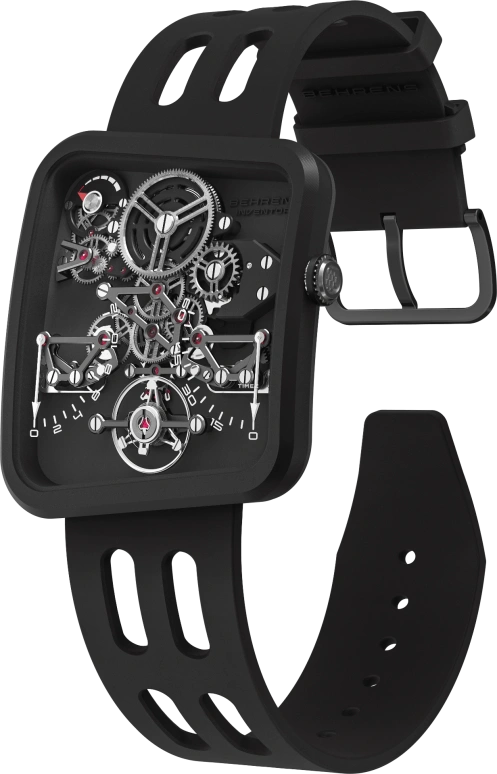 Behrens,Inventor 42.60x38mm,42.60x38mm,Carbon,Black,Skeleton,Handwound,Power Reserve Indicator,Retrograde,BHR030SPBLK01
