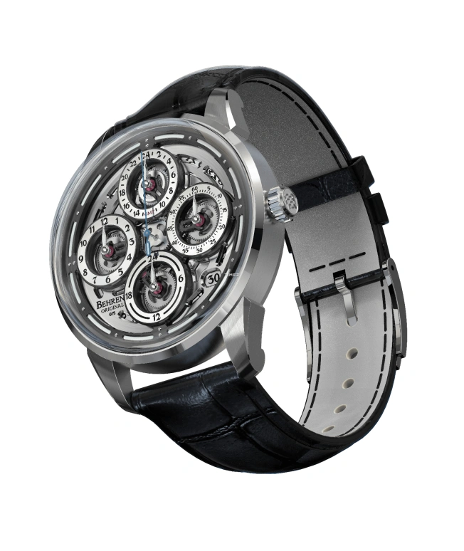 Behrens,Original 42mm,42mm,Stainless Steel,Skeleton,Grey,Automatic,Day,Dule Time,BHR015GRY01