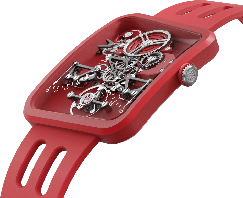 Behrens,Inventor 42.60x38mm,42.60x38mm,Spscf Carbon,Red,Skeleton,Handwound,Power Reserve Indicator,Retrograde,BHR030SPRED01