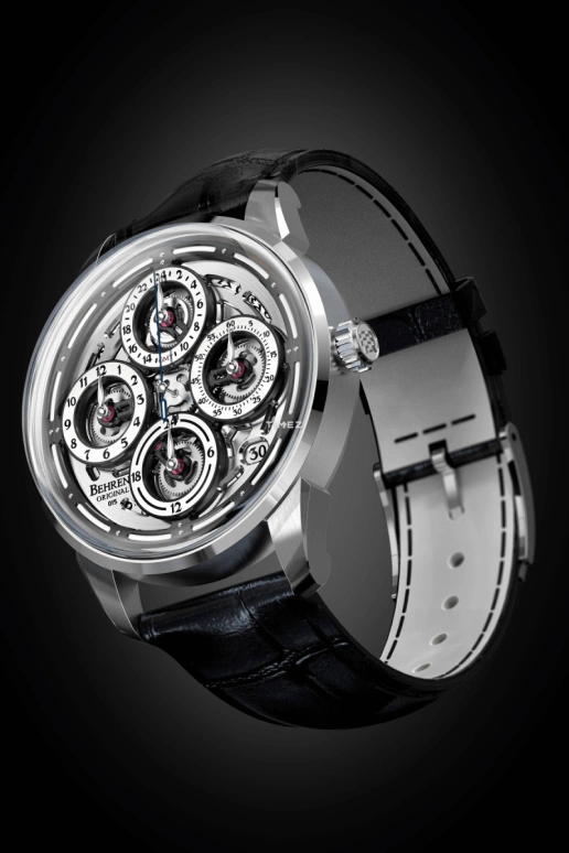 Behrens,Original 42mm,42mm,Stainless Steel,Skeleton,Grey,Automatic,Day,Dule Time,BHR015GRY01