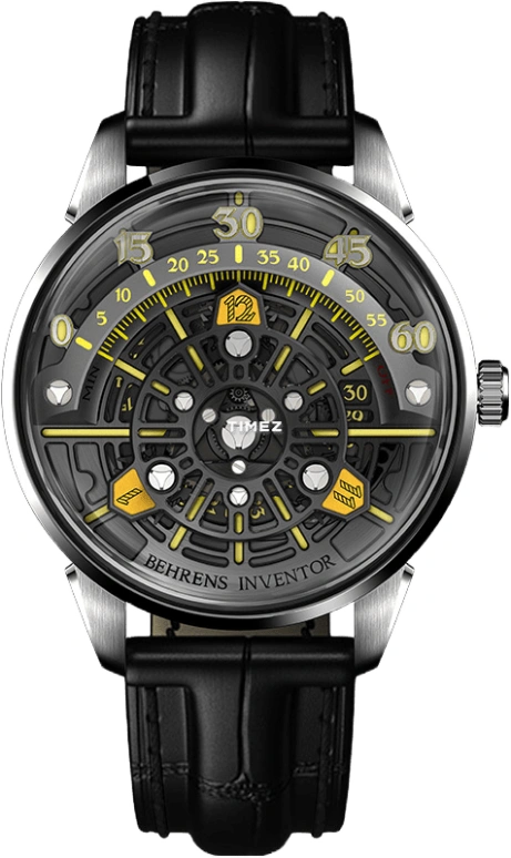 Behrens,Inventor 42mm,42mm,Stainless Steel,Skeleton,Yellow,Automatic,Day,41hours,BHR023GRYF02