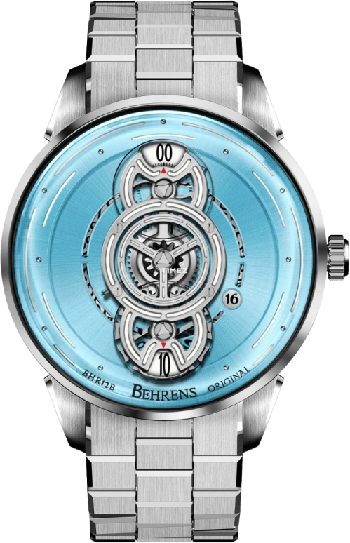 Behrens,Original 42mm,42mm,Stainless Steel,Ocean Blue,Automatic,Day,42hours,BHR012,BHR012-WBLUG02