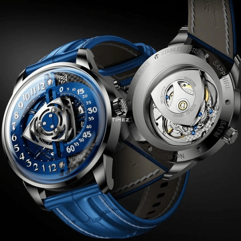 Behrens,Inventor 42mm,42mm,Stainless Steel,Blue,Automatic,Day,41hours,BHR022BLU01
