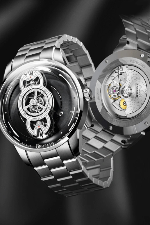 Behrens,Original 42mm,42mm,Stainless Steel,Black,Automatic,Day,42hours,BHR012,BHR012-WBLKG