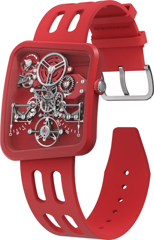 Behrens,Inventor 42.60x38mm,42.60x38mm,Spscf Carbon,Red,Skeleton,Handwound,Power Reserve Indicator,Retrograde,BHR030SPRED01