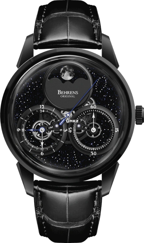 Behrens,Original 42mm,42mm,Stainless Steel,Blue,Black,Automatic,Chronograph,Moonphase,BHR017BLUC01