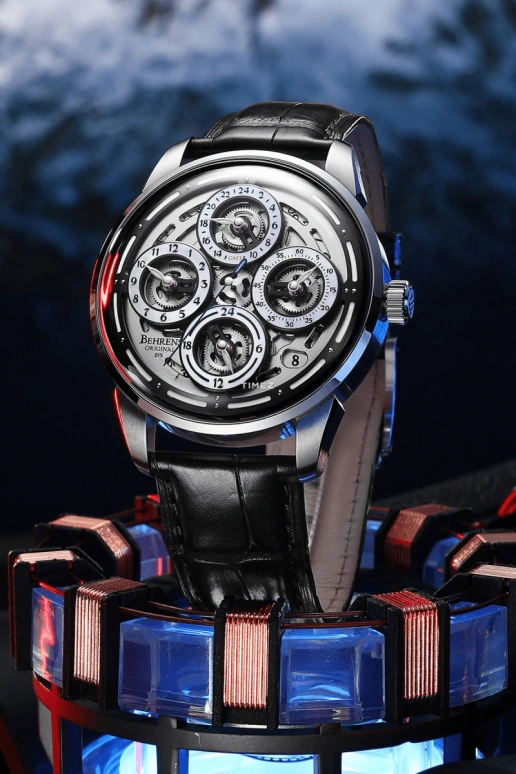Behrens,Original 42mm,42mm,Stainless Steel,Skeleton,Grey,Automatic,Day,Dule Time,BHR015GRY01