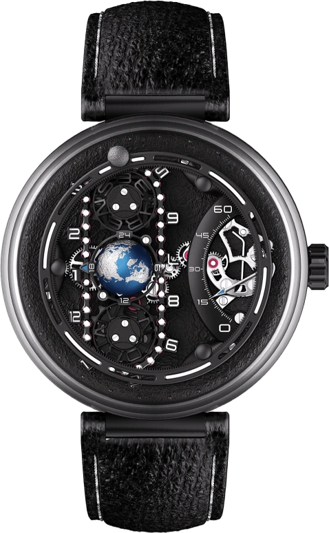 Behrens,Inventor 43mm,43mm,Titanium,Black,Handwound,Power Reserve Indicator,Retrograde,BHR027TI01