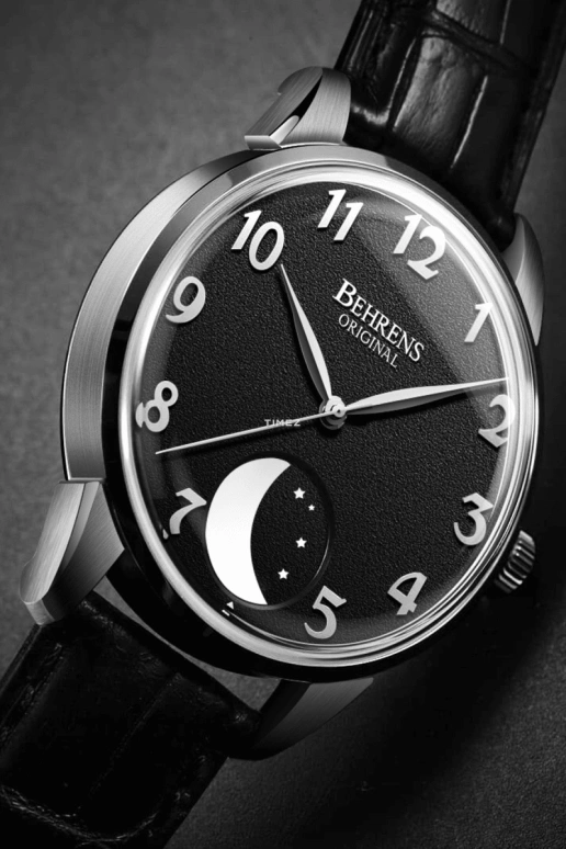Behrens,Original 42mm,42mm,Stainless Steel,Stainless Steel,Black,Automatic,Moonphase,Sapphire,BHR001,BHR001-01