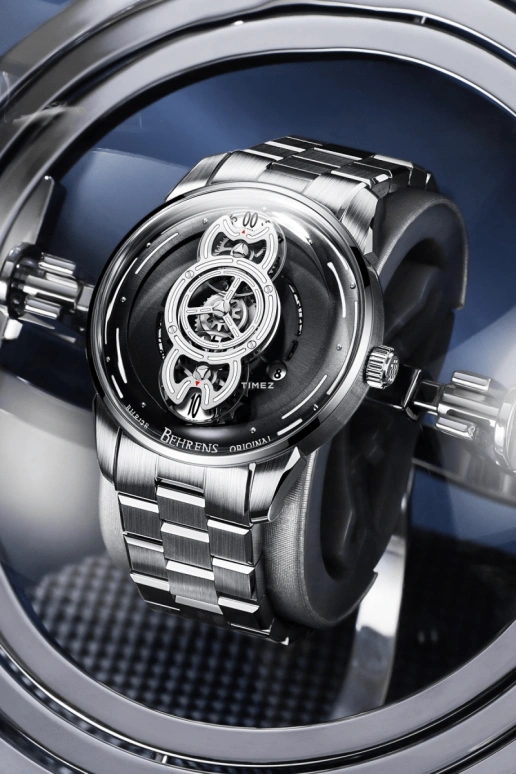 Behrens,Original 42mm,42mm,Stainless Steel,Black,Automatic,Day,42hours,BHR012,BHR012-WBLKG