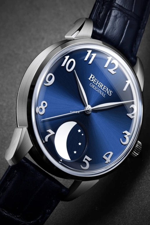 Behrens,Original 42mm,42mm,Stainless Steel,Stainless Steel,Blue,Automatic,Moonphase,Sapphire,BHR001