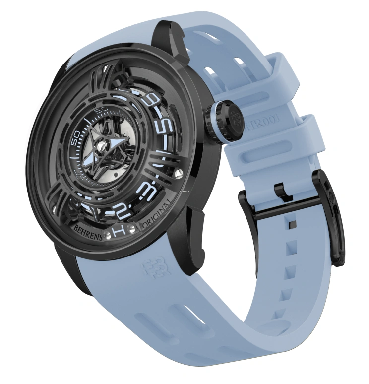 Behrens,Original 42mm,42mm,Stainless Steel,Black,Skeleton,Automatic,42hours,Sapphire,BHR011CBLU01