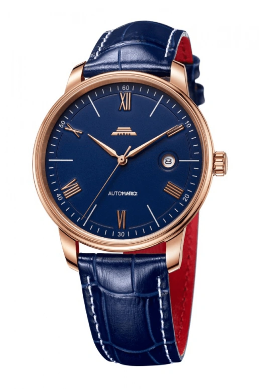 Beijing Watch,Architectural 41mm,41mm,Stainless Steel,Rose Gold,Blue,Automatic,Day,Sapphire,BG030020