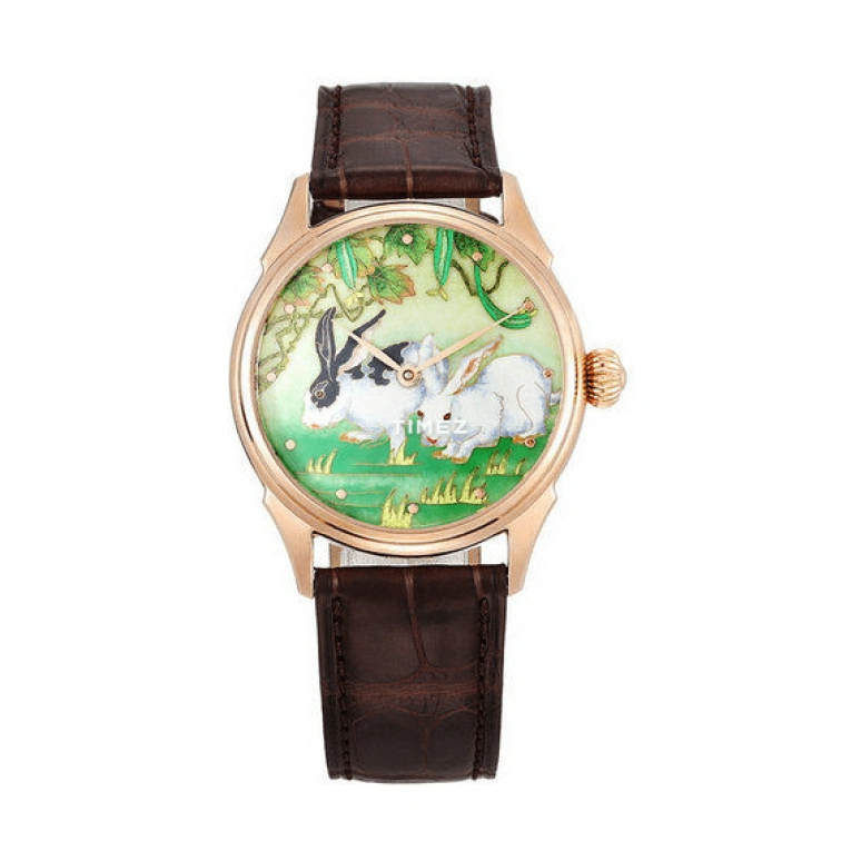 Beijing Watch,Enamel 38mm,38mm,Rose Gold,Green,White,Multi-Color,Handwound,Sapphire,Crystal Glass,Round,BF015200912R