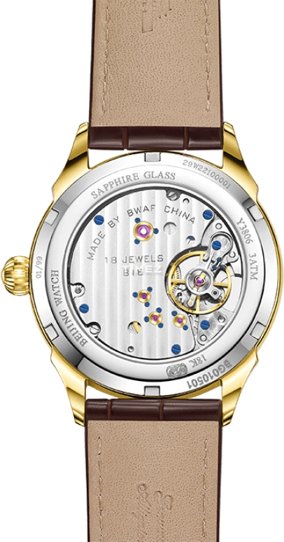 Beijing Watch,Beihai 38mm,38mm,Yellow Gold,Silver White,Handwound,Day,In-house Caliber,BG010501