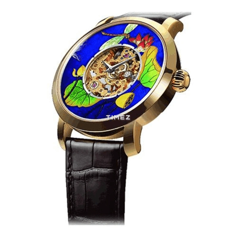 Beijing Watch,Enamel 40mm,40mm,Yellow Gold,Blue,Handwound,Sapphire,Crystal Glass,Round,BF018201004Y