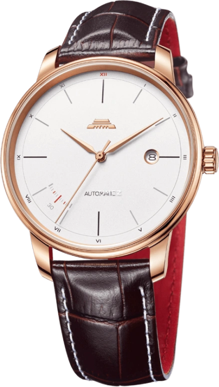 Beijing Watch,Architectural 41mm,41mm,Stainless Steel,Rose Gold,White,Automatic,Day,Sapphire,BG030015