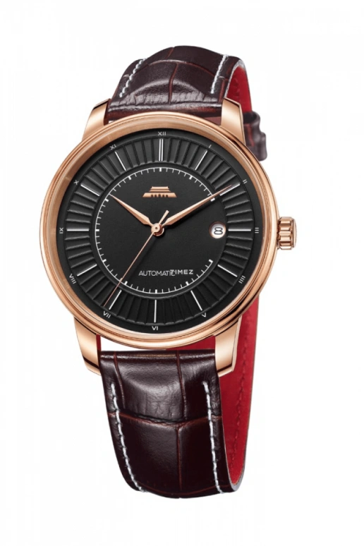 Beijing Watch,Architectural 41mm,41mm,Stainless Steel,Rose Gold,Black,Automatic,Day,Sapphire,BG030009