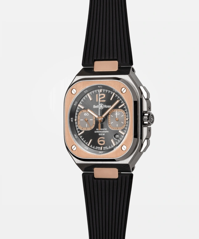 Bell & Ross,Urban 41mm,41mm,Stainless Steel,Rose Gold,Grey,Automatic,Chronograph,Day,BR05C,BR05C-RTH-STPG/SRB