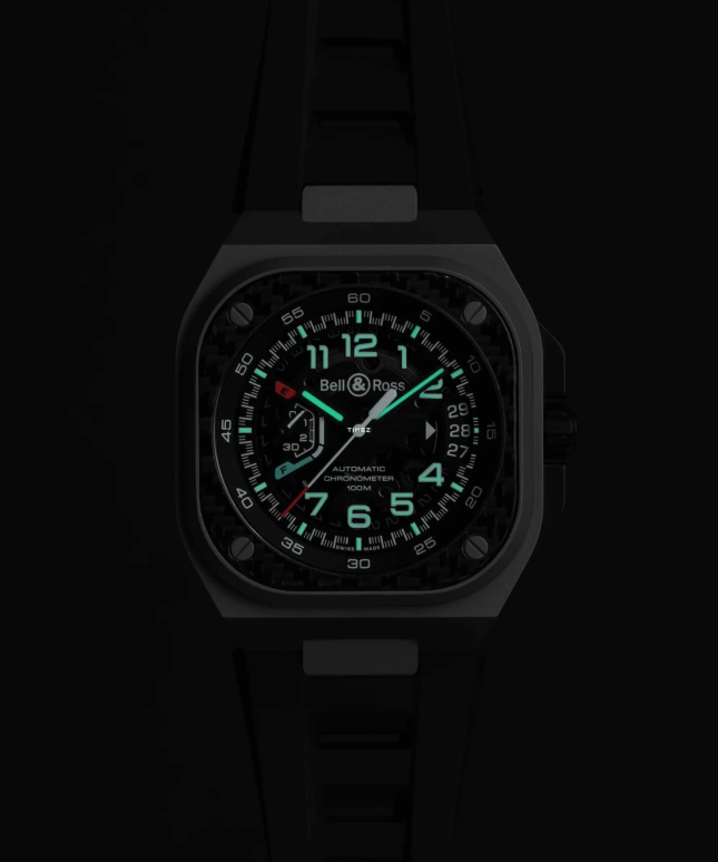 Bell & Ross,BR-X5 41mm,41mm,Titanium,Carbon,Black,Automatic,Day,Power Reserve Indicator,BRX5R,BRX5R-RAC-TI/SRB