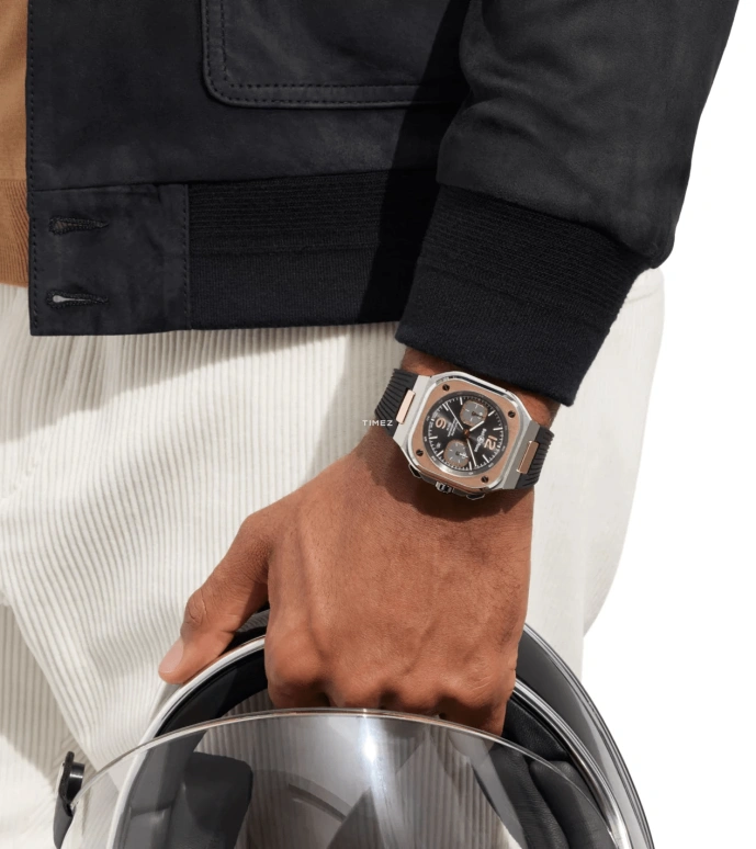 Bell & Ross,Urban 41mm,41mm,Stainless Steel,Rose Gold,Grey,Automatic,Chronograph,Day,BR05C,BR05C-RTH-STPG/SRB