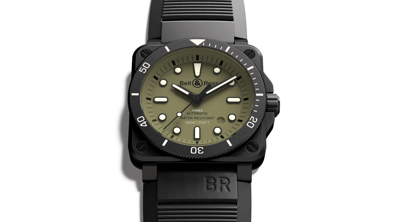 Bell & Ross,Instruments 42mm,42mm,Ceramic,khaki,Automatic,Day,38hours,BR0392,BR0392-D-KA-CE/SRB