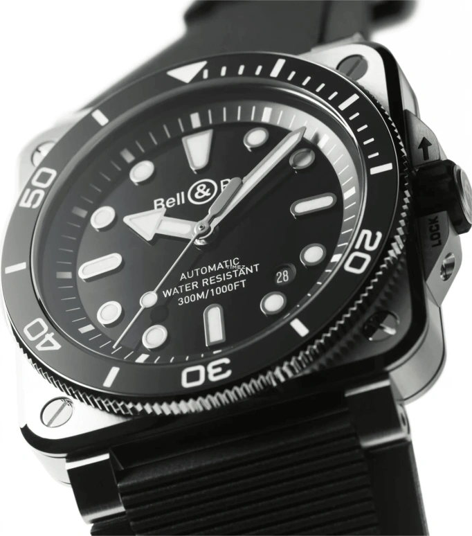 Bell & Ross,BR-03 Diver 42mm,42mm,Stainless Steel,Black,Automatic,Day,54hours,BR03A,BR03A-D-BL-ST/SRB