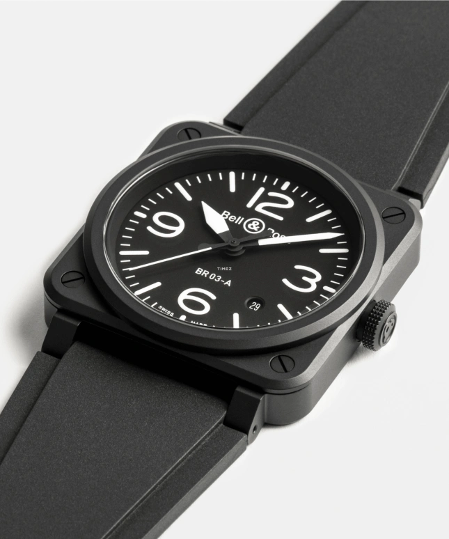 Bell & Ross,Instruments 41mm,41mm,Ceramic,Black,Automatic,Day,Sapphire,Crystal Glass,BR03A,BR03A-BL-CE/SRB