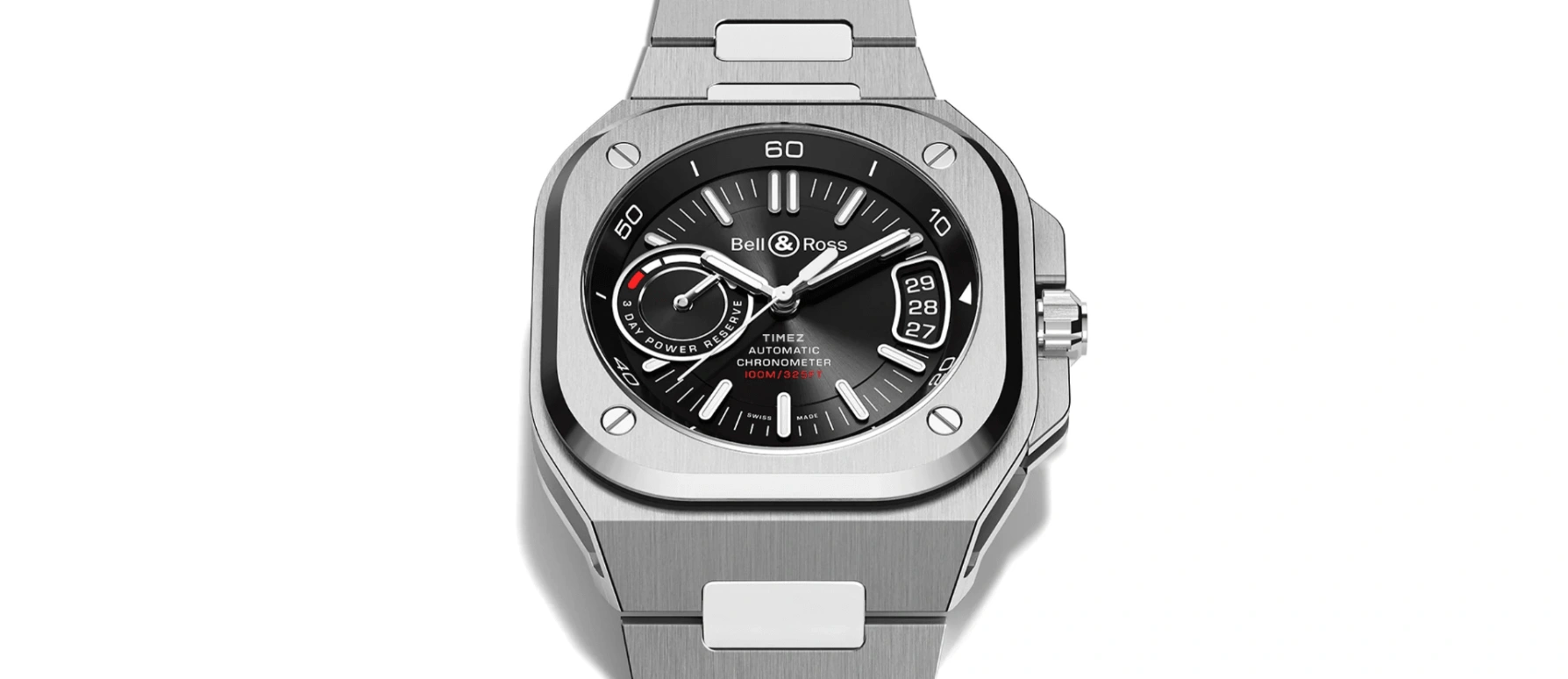 Bell & Ross,Urban 41mm,41mm,Stainless Steel,Black,Automatic,Day,Power Reserve Indicator,BRX5R,BRX5R-BL-ST/SST