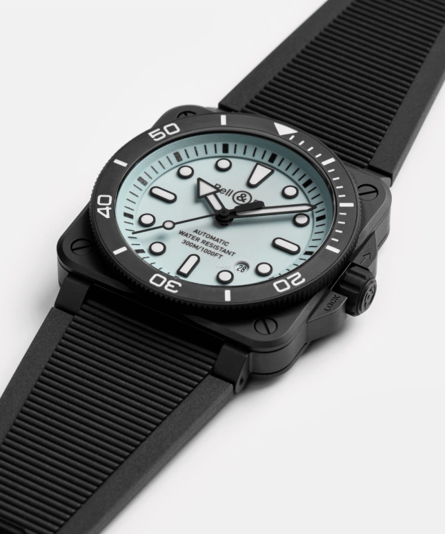 Bell & Ross,BR-03 Diver 42mm,42mm,Ceramic,Ice Blue,Automatic,Day,54hours,BR03A,BR03A-D-LM-CE/SRB