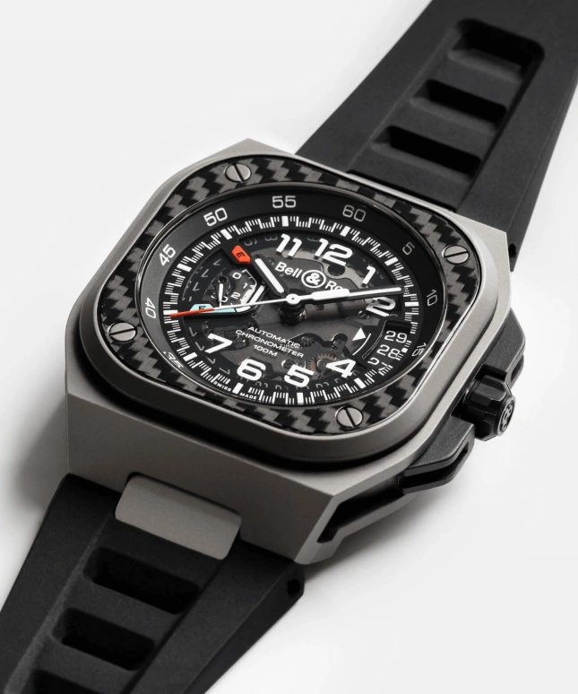 Bell & Ross,BR-X5 41mm,41mm,Titanium,Carbon,Black,Automatic,Day,Power Reserve Indicator,BRX5R,BRX5R-RAC-TI/SRB