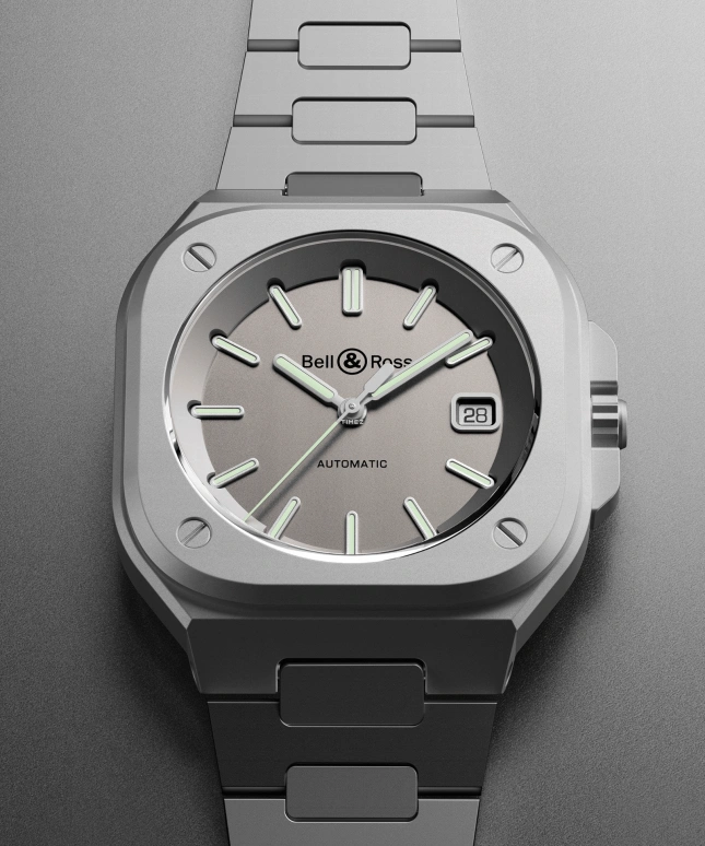 Bell & Ross,Instruments 40mm,40mm,Stainless Steel,Grey,Automatic,Day,38hours,BR05A,BR05A-GM-ST/SST