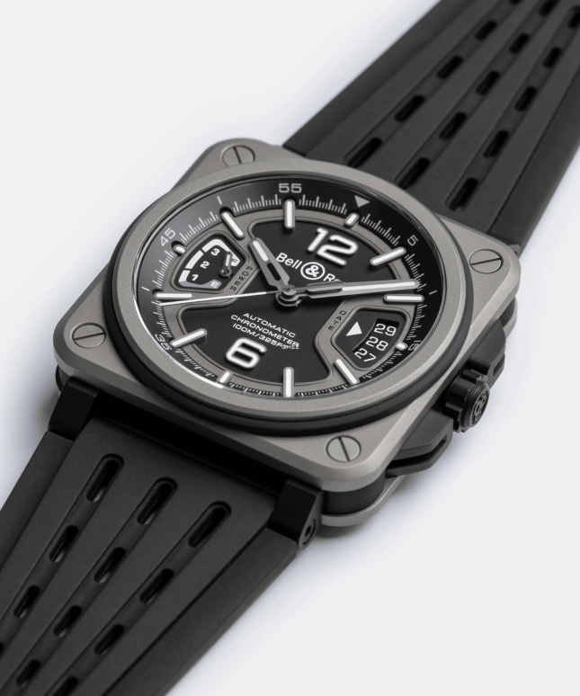Bell & Ross,BR-X3 41mm,41mm,Titanium,Black,Automatic,Day,Power Reserve Indicator,BRX3R,BRX3R-BL-TI/SRB