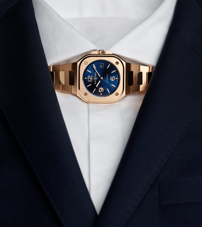 Bell & Ross,Instruments 40mm,40mm,Rose Gold,Blue,Automatic,Day,38hours,BR05A,BR05A-BLU-PG/SPG